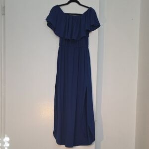 Elegant Blue Off-Shoulder Dress